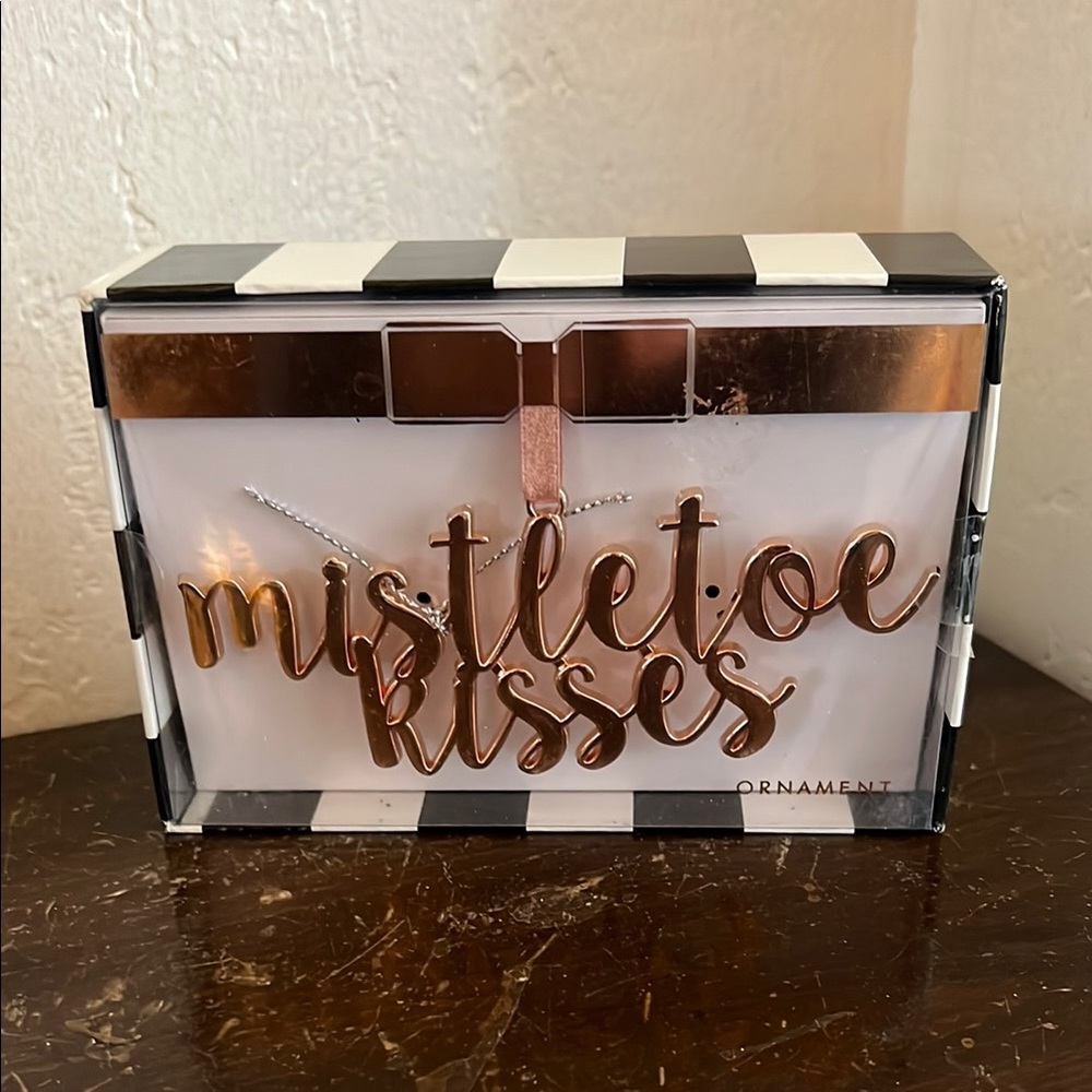 Oak Lane Rose Gold Mistletoe Kisses Ornament